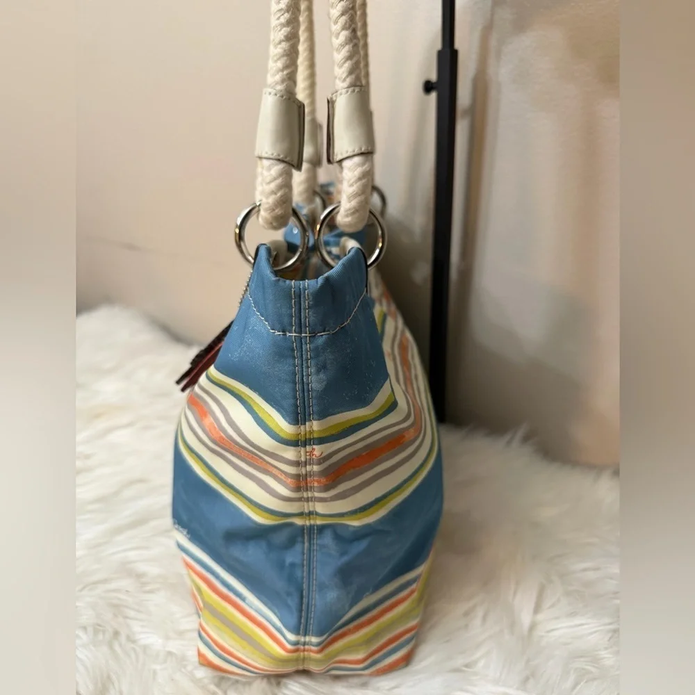 Coach Multicolor Striped Tote Bag